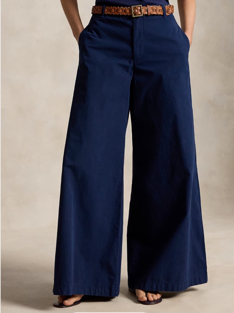 POLO By Ralph Lauren Ultra Wide Leg Cotton Relaxed Womens Pants Sz:12